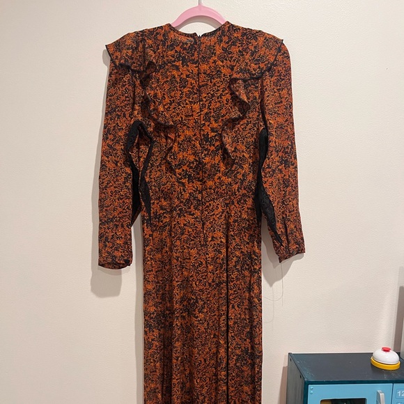 Christy Dawn The Mabel Woven Maxi Dress in Brown Fall Print Size Medium - Picture 4 of 10